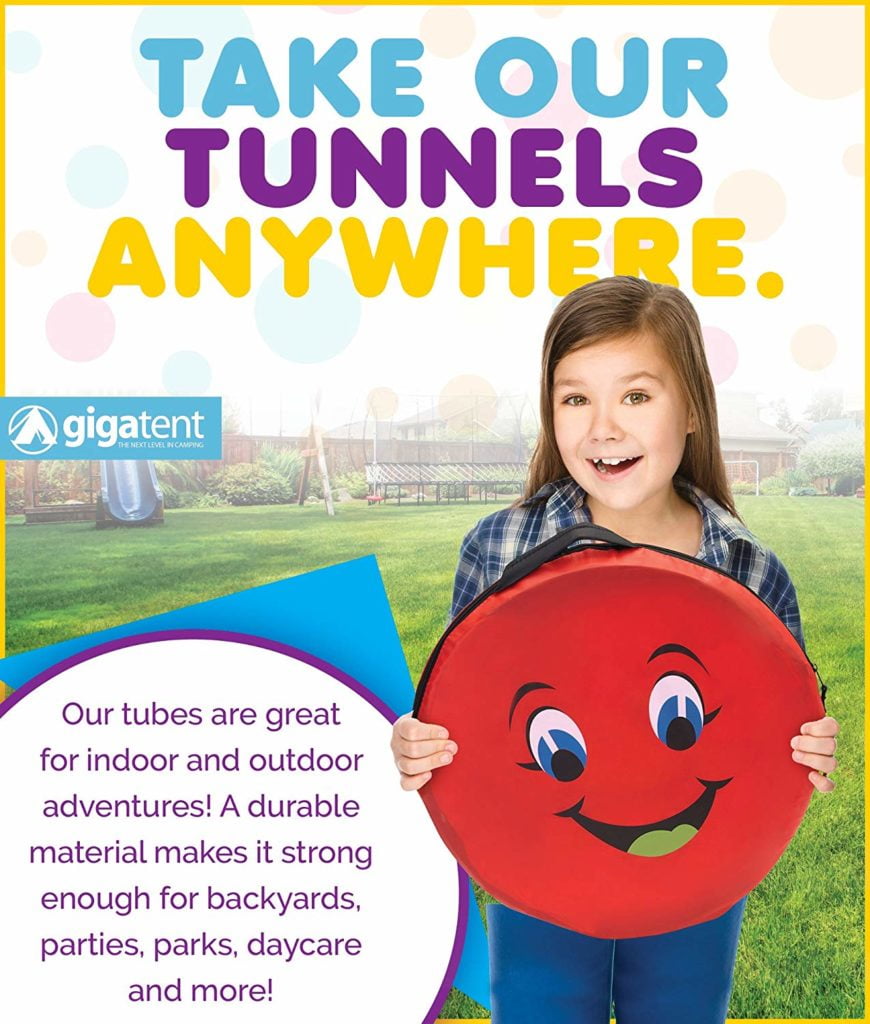 GigaTent Pop Up 6 Feet long Caterpillar Play Tunnel For Pets & Kids