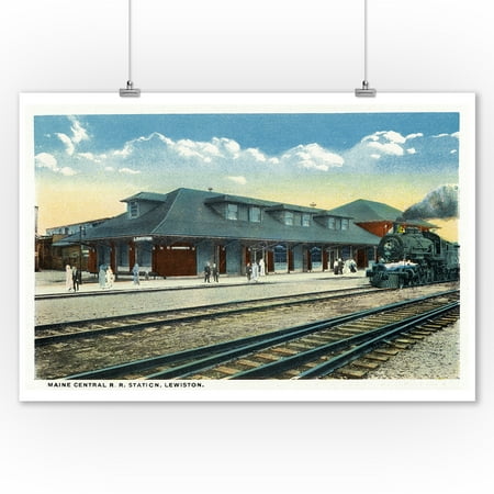 Shopping Lewiston Lewiston, Maine - Exterior View of the Maine Central Railroad Station (9x12 Art Print, Wall Decor Travel Poster) ()