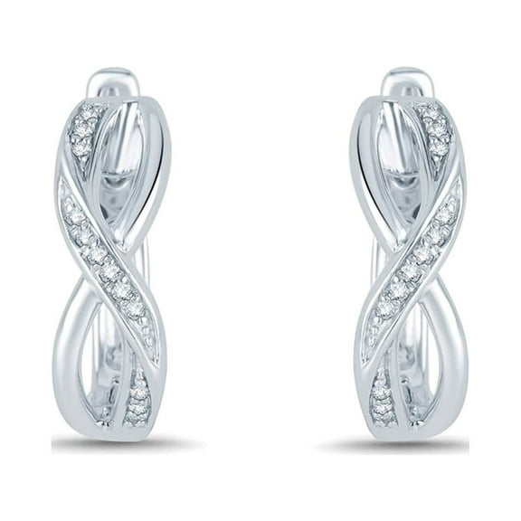 SuperJeweler 1/8 Carat Oval Shape Diamond Infinity Hoop Earrings For Women