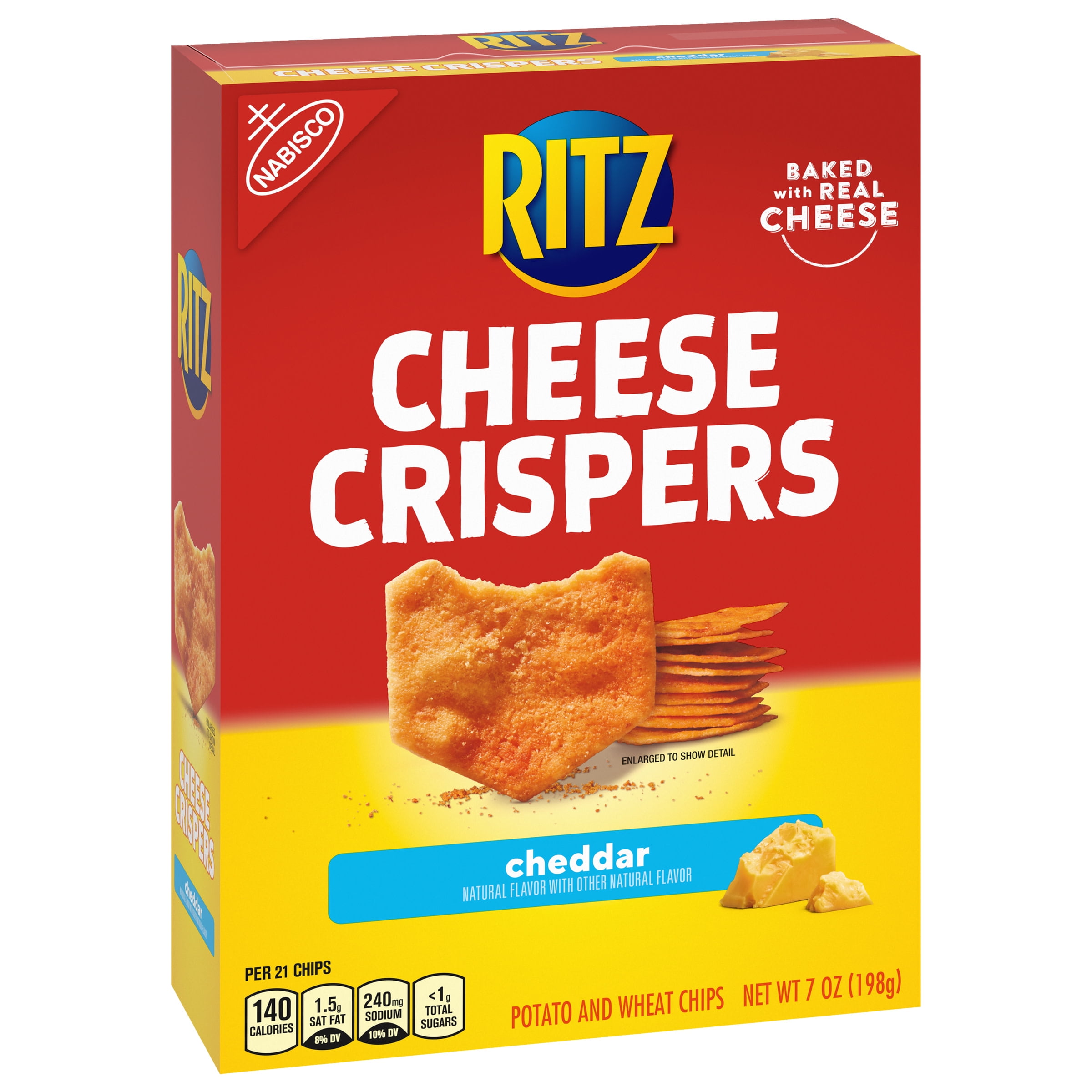 (3 pack) RITZ Cheese Crispers Cheddar Chips, 7oz