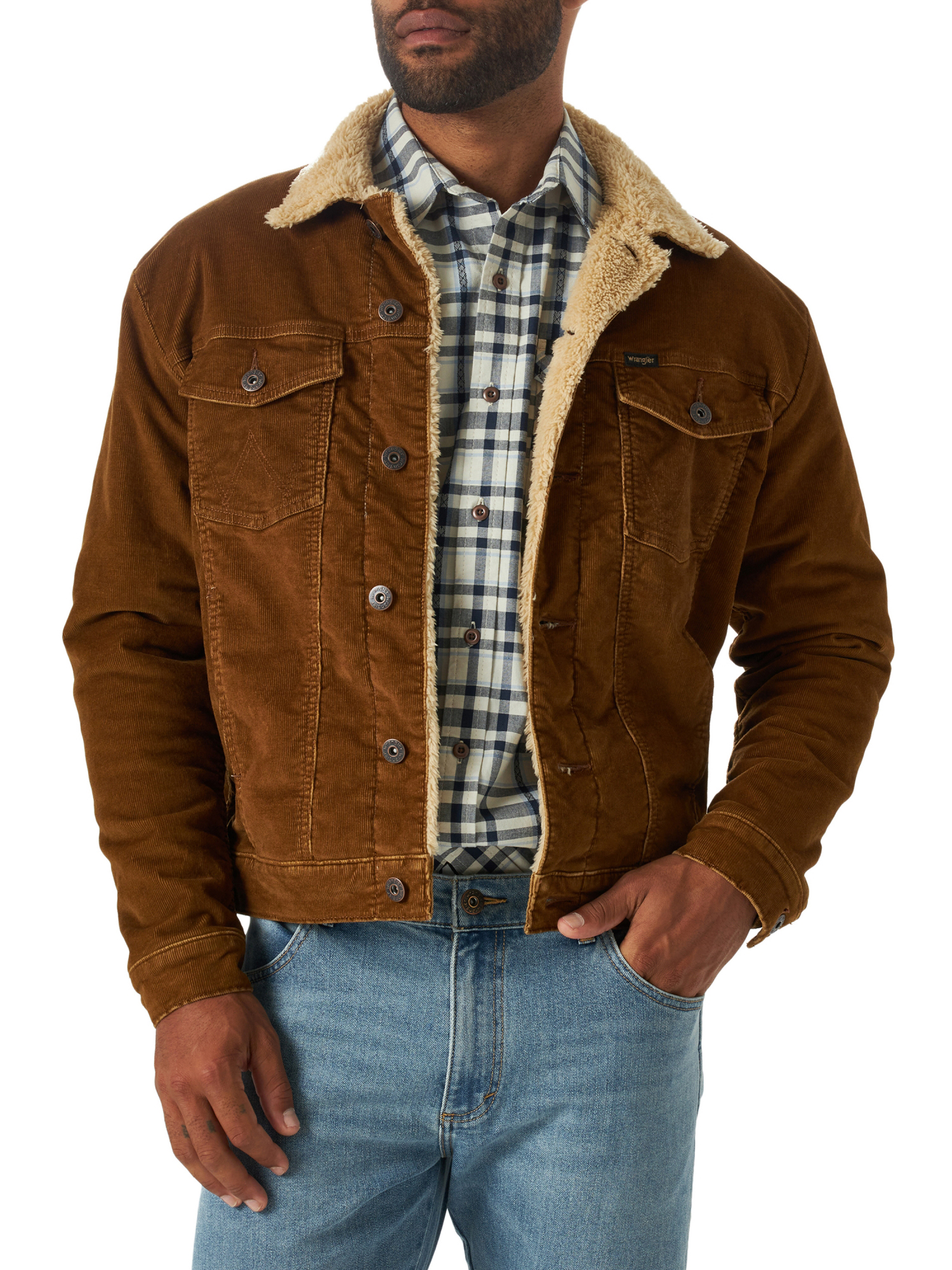 Wrangler Men s Corduroy Sherpa Lined Trucker Jacket Walmart