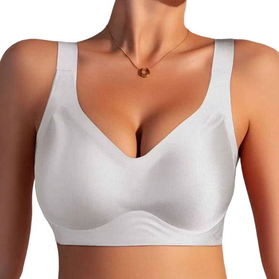 qelini Wirefree Minimizer Bra for Women Plus Size Full Coverage T-Shirt Bra with Back Smoothing & Lift Support Solid Color Bras
