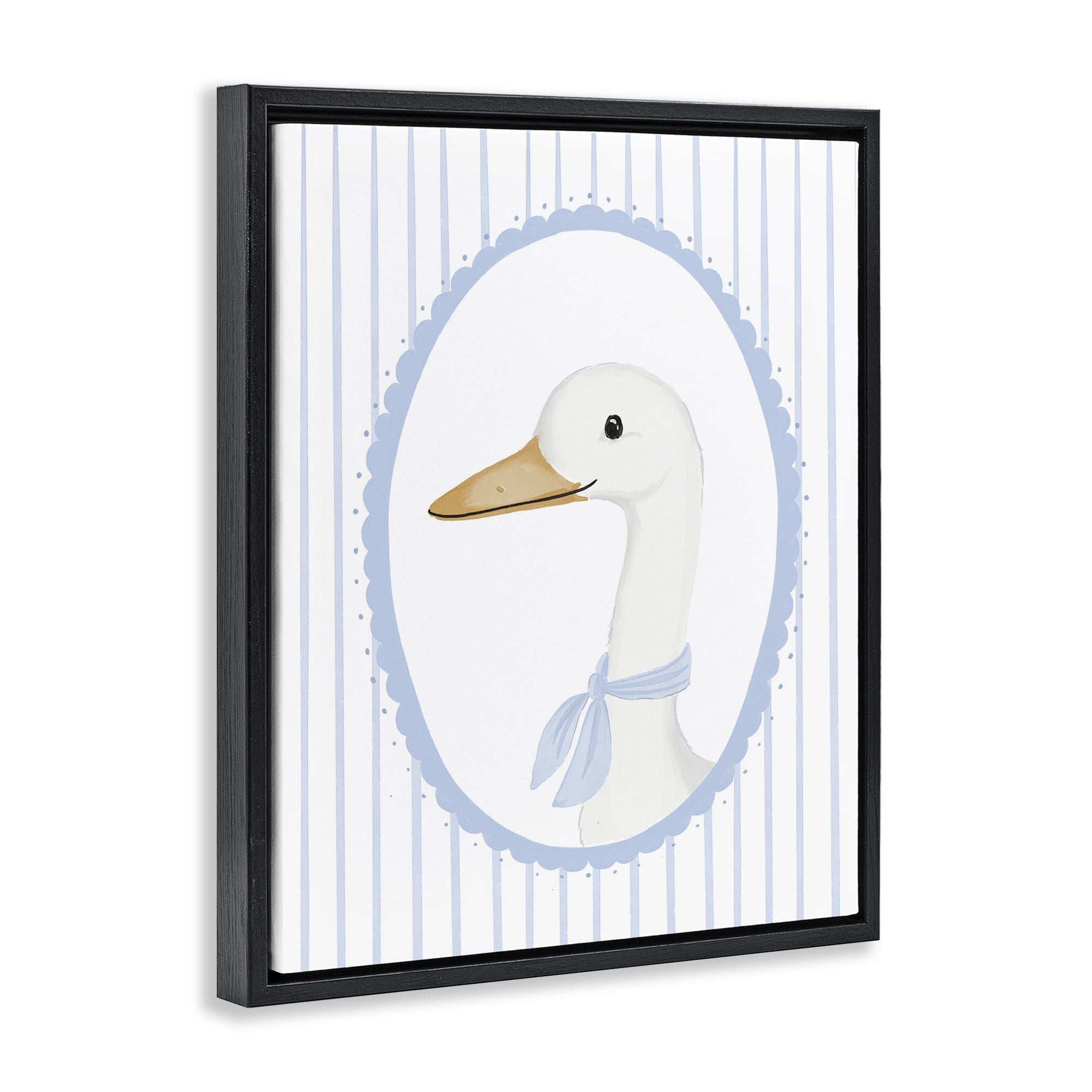 Stupell Industries Dainty Bordered Duck Black Framed Floater Canvas Wall Art, design by Cherrywood Lane