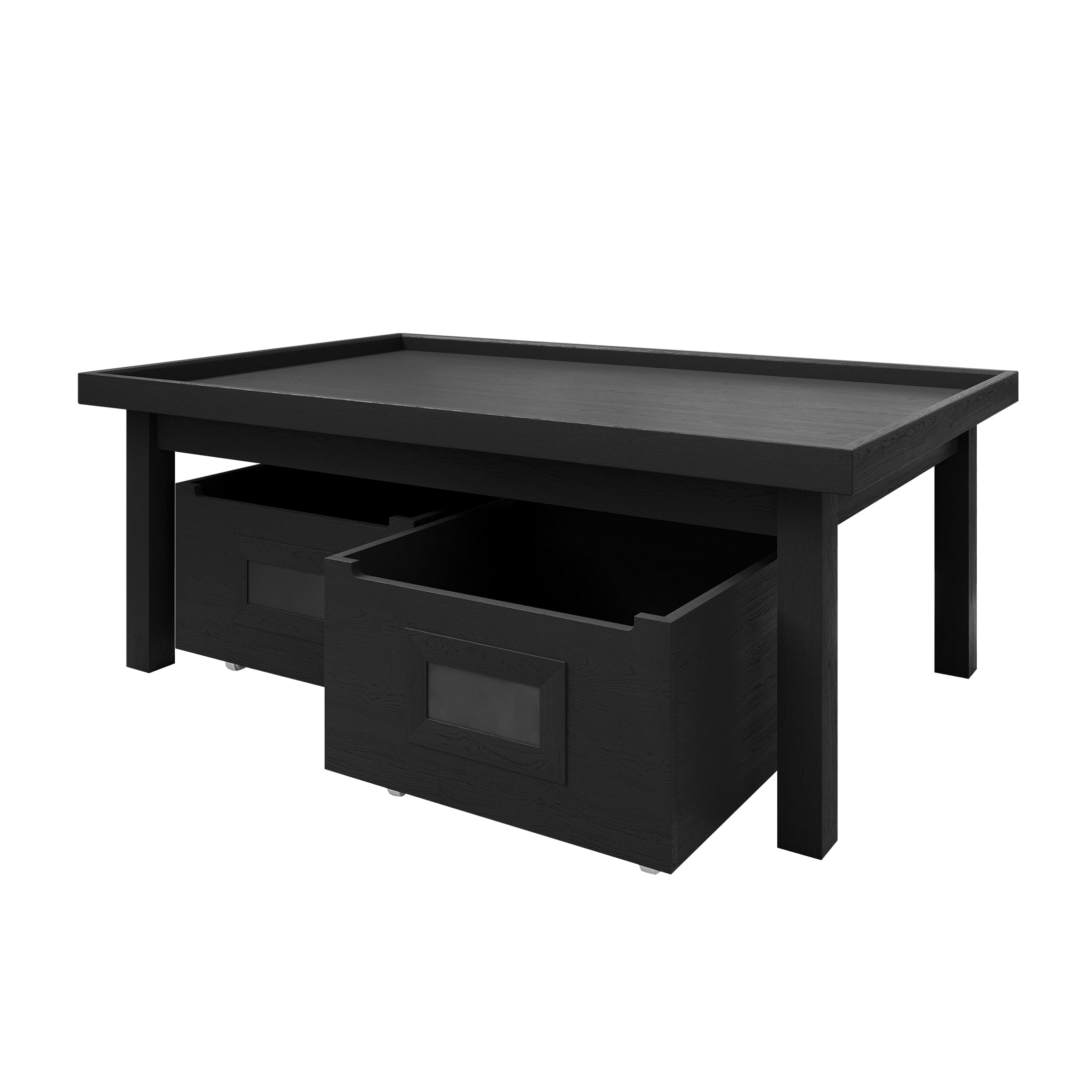 Castle Place Contemporary Kids Table with Drawers, Black