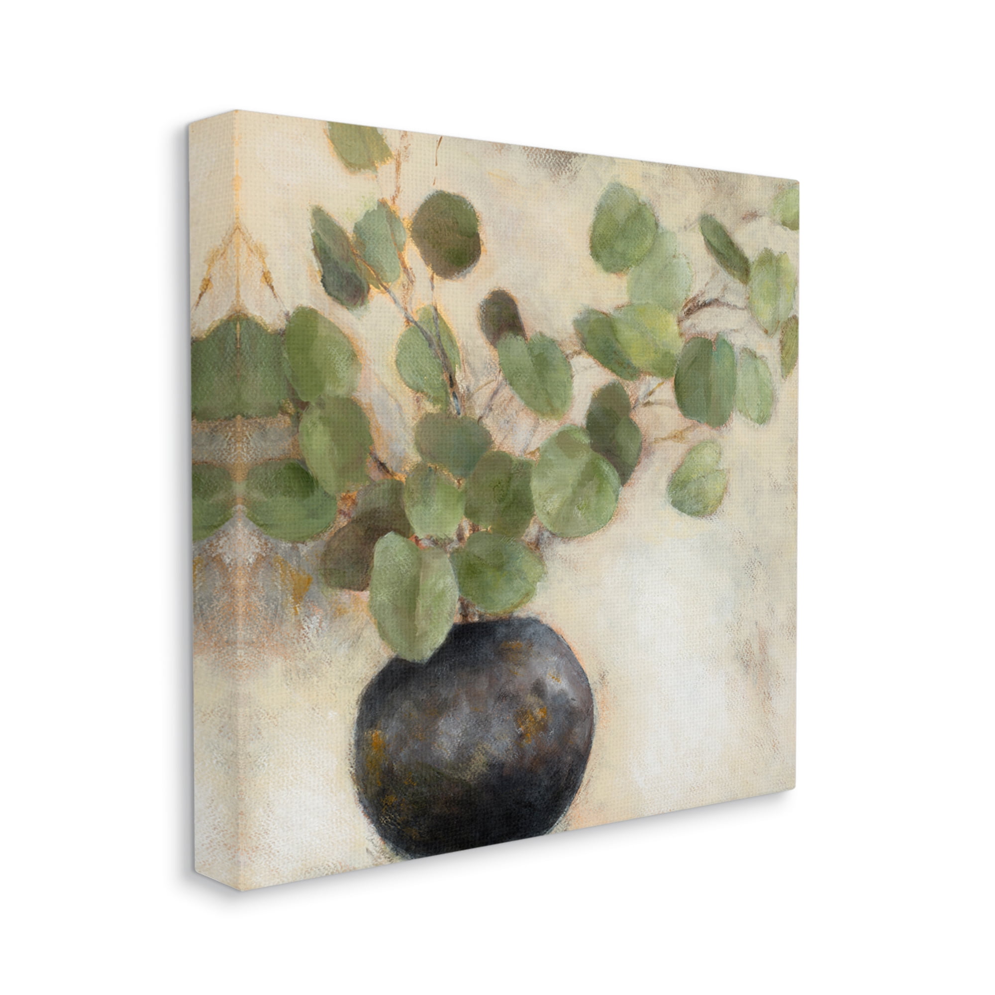 Stupell Industries Green Eucalyptus Leaves Potted Plant Artistic Brushstrokes Painting Gallery Wrapped Canvas Print Wall Art, Design by Lanie Loreth