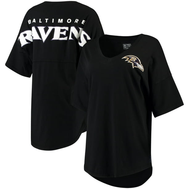 Baltimore Ravens NFL Pro Line by Fanatics Branded Women's Spirit Jersey Goal Line V-Neck T-Shirt - Black