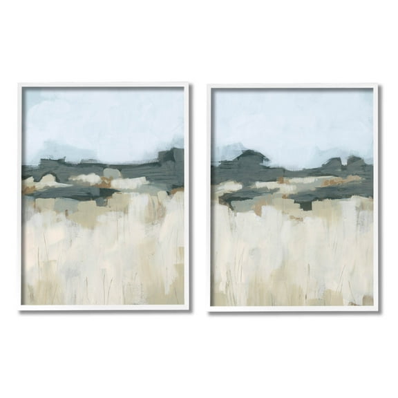 Stupell Industries Brushed Abstract Badlands Scenery Painting White Framed Art Print Wall Art, Set of 2, Design by June Erica Vess