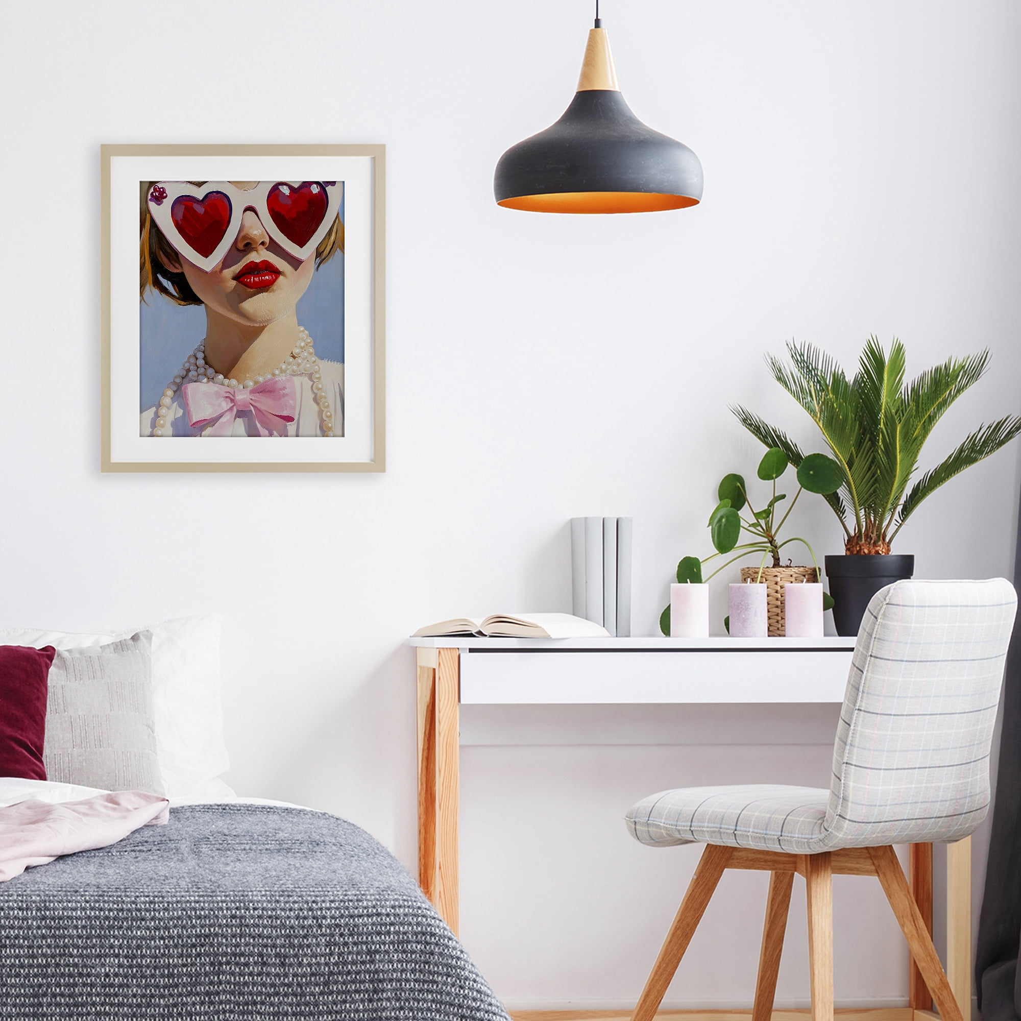 Stupell Industries Romantic Red Heart Glasses Birch Framed Print Under Glass, design by The Prints Vibe