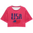thumbnail image 3 of Women's E Independence Day USA Printed Casual Cropped Crew Neck Short Sleeve T Shirt Top for Women Womens Long Sleeve Layering Shirt Womens Medium Shirts Athletic Long Sleeve Shirt Women Workout Tops, 3 of 3