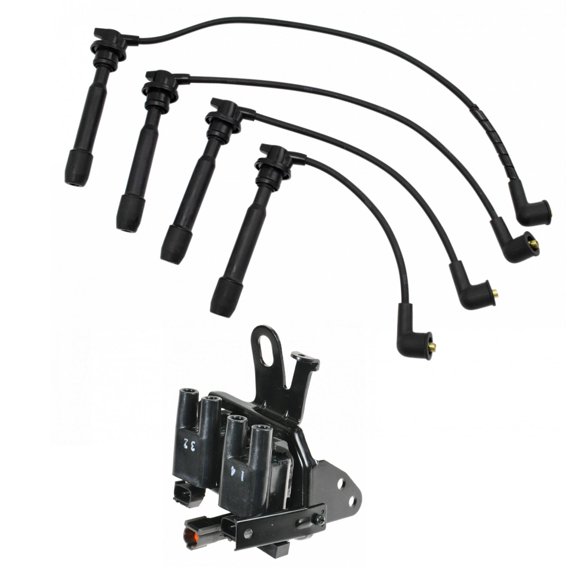 TRQ Ignition Coil & Spark Plug Wire Kit Set for Hyundai Elantra New ICA79699
