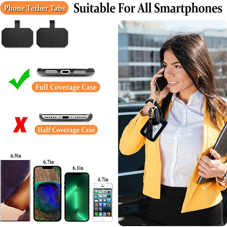 Phone Lanyard Wrist Strap Key Holder, Bangle Keychain Wristlet Phone Charm  Bracelet with Card Holder Wallet 
