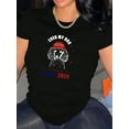 thumbnail image 1 of Camiseta De Mujer Verano Casual Mujer Básica Camiseta Para Deportes Callejeros PlayaWomen's Fashion Casual Round Neck Short Sleeve T-Shirt, Knitted Polyester, Patriotic Dog Graphic Print, Comfortabl, 1 of 7