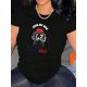 thumbnail image 1 of Camiseta informal de manga corta y cuello redondo para mujer, de algodón tejido, con estampado de perro patriótico, cómoda camiseta de verano, ropa deportiva para todas las estaciones., 1 of 7