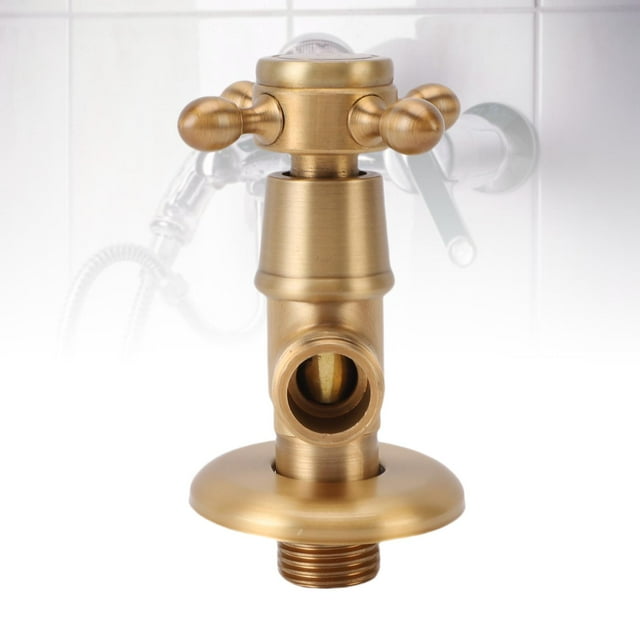 Copper Water Shut Off Valve, Compact Angle Stop Valve for Home Bathroom Toilets Brass Fitting for Renovation