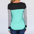thumbnail image 2 of Gibobby Playera Térmica Ligera Camiseta ajustada de cuello redondo de manga larga con bloqueo de color de otoño e invierno（Aqua， S), 2 of 4