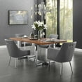 thumbnail image 2 of Inspired Home Donati Leather PU Dining Chair Set of 2 Arm Chair Knob Handle Stainless Steel Legs, Grey, 2 of 9