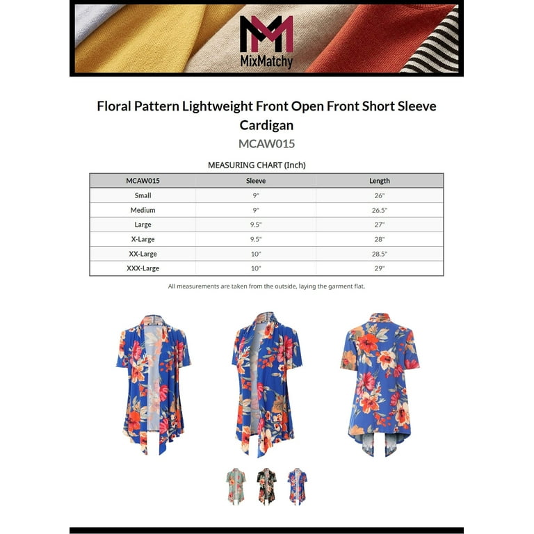 MixMatchy Women's Floral Pattern Lightweight Front Open