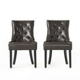 thumbnail image 3 of 2 Pieces Dinner Chairs, Tufted Dinning Chairs Set with High Backrest, Modern Dining Table Chairs with Wood Legs, Brown, 3 of 5