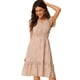 thumbnail image 1 of Vestido de volantes fruncidos Allegra K con cuello En V y mangas con volantes florales para mujer Rosa XS, 1 of 6