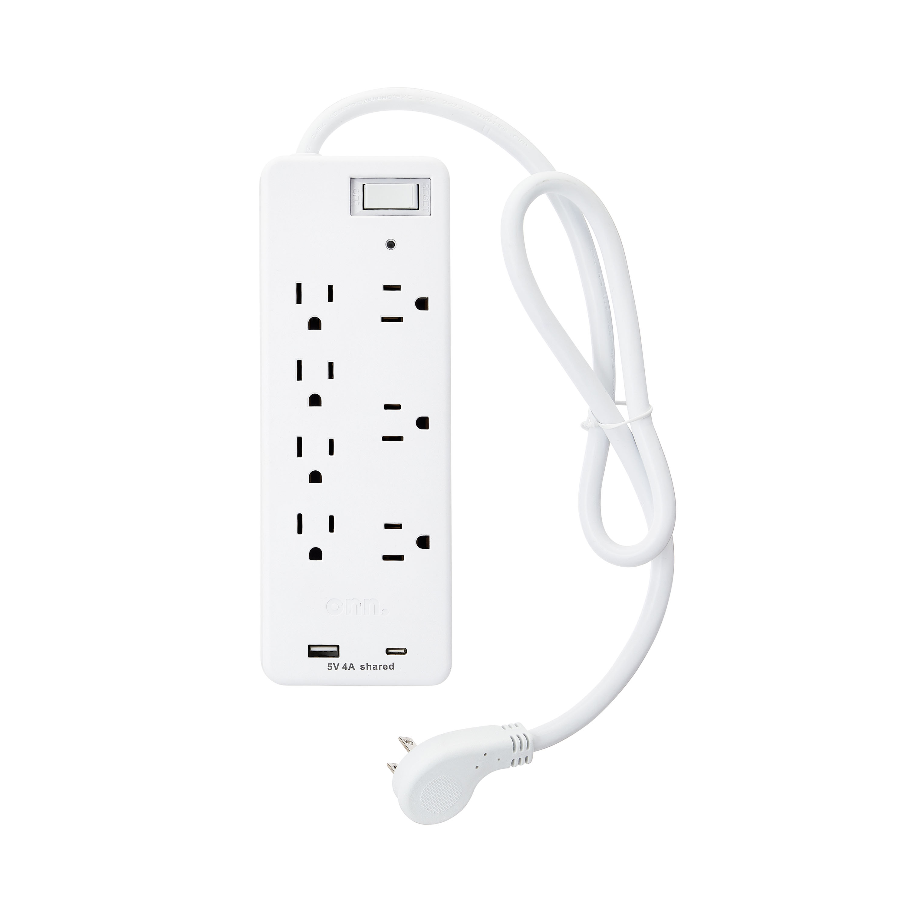 onn 7-Outlet Surge Protector with USB and USB-C