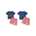 thumbnail image 2 of BemeyourBBs Toddler Baby Boy Summer Clothes Infant Baby Boys Lobster Outfits Crayfish Boil Crew Letters Embroidery T Shirt with Pockets Plaid Shorts 2Pcs Set, 2 of 9