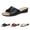 Black, variant on Women's Leather Slippers Open Toe Fish Mouth Wedge Sandal Comfortable Wide Width House Slipper Summer Slip-On Beac𝗁 Sandals Ladies Casual Platform Flops