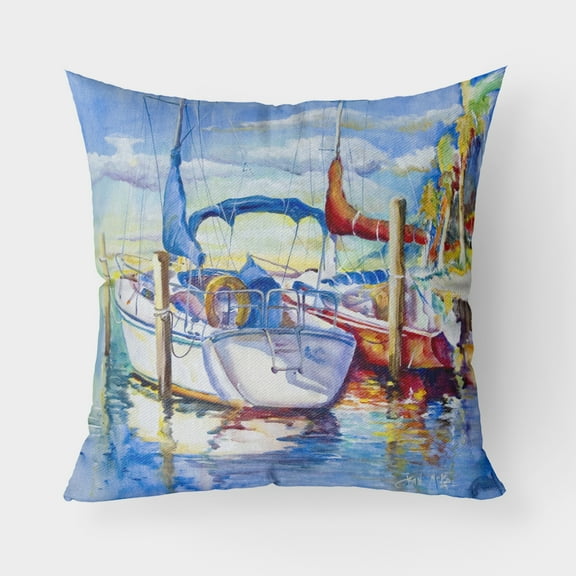 Carolines Treasures JMK1230PW1818 Towering Q Sailboats Canvas Fabric Decorative Pillow 18H x18W multicolor