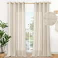 thumbnail image 1 of Natural Linen Curtains Long for Living Room Bedroom Groet Top Light Filtering Privacy Linen Textu Window Semi Sheer Drapes Panels x Natural, 1 of 7