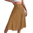 thumbnail image 1 of MAWCLOS Jupe Midi pour Femme Jupes Fendues Taille Haute Ample Plage Imprimé Floral Jaune m, 1 of 5