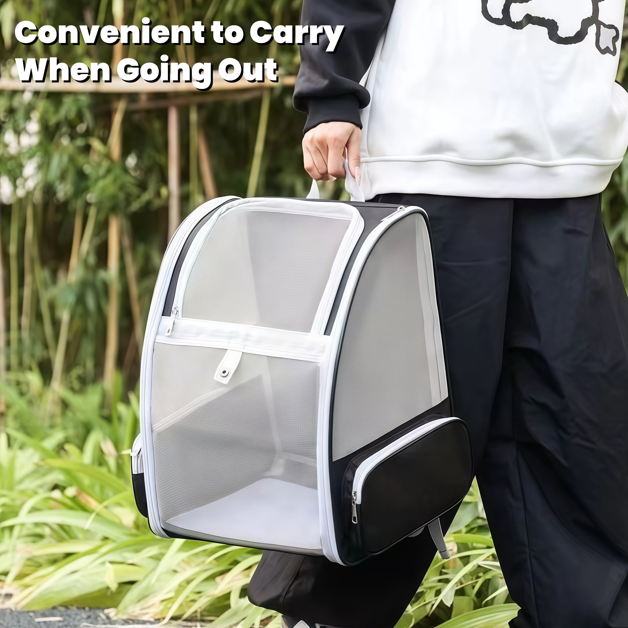 Portable Cat Backpack with Large Capacity and Breathable Mesh Design