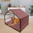 thumbnail image 2 of Floral Pet House, Vintage Rich Foliage Pattern Ornamental Spring Flowers and Circles, Outdoor & Indoor Portable Dog Kennel with Pillow and Cover, 5 Sizes, Orange Maroon and Yellow, by Ambesonne, 2 of 4