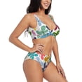 thumbnail image 2 of Rocae Colorful Butterflies for Bikini Set for Women Two Piece Sexy High Swimsuits Split Crossover Bikini Medium, 2 of 9