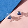 thumbnail image 2 of Trillion Blue Tanzanite Gemstone Jewelry Solitaire Stud December Birthstone Earrings 925 Sterling Silver Platinum Plated Birthday Christmas Gifts for Women Cttw 1.1, 2 of 11