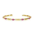 thumbnail image 1 of 14K Yellow Gold Oval Pink Topaz and Diamond Bracelet, 1 of 3