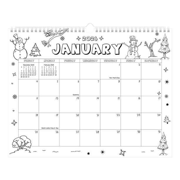 Calendario Calendario de pared 2026-2027 con doble gancho para encuadernar, planificador de 18 meses (enero de 2026 Rkxzt