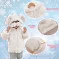 thumbnail image 6 of Coerni Toddler Baby Girls Faux Coats Winter Fleece Jacket Warm Clothes Bunny Rabbit Ear Full Zip Hooded Outwear 1-6 Years, 6 of 7