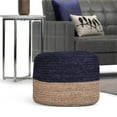 thumbnail image 2 of Simpli Home Lydia Pouf Rond Bohème en Jute Tressé Bleu Marine et Naturel, 2 of 8