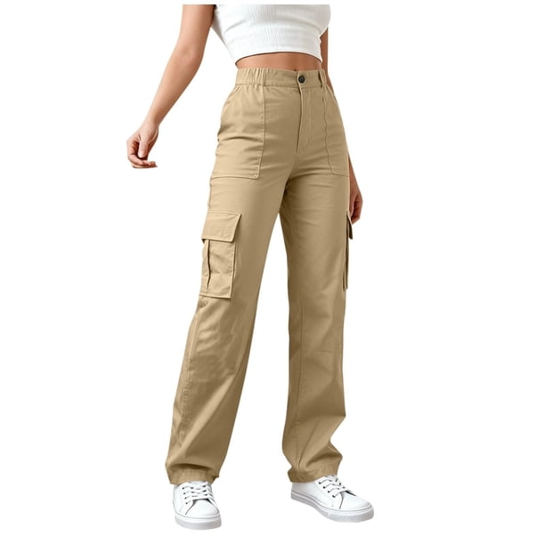 Pantalones Cargo Mujer Pierna Ancha Elástico Talle Alto Ligero Pantalones De Senderismo Casual Holgado Moda Ropa De Calle Y2k Trajes