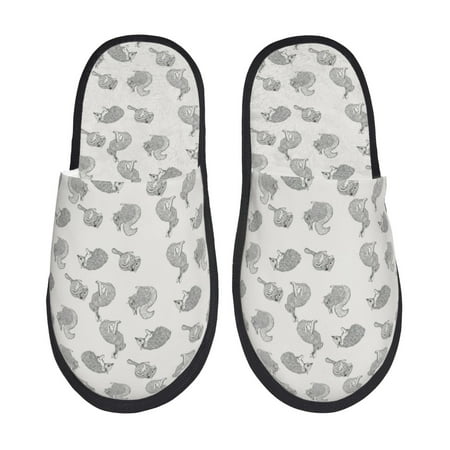 

Fuzoiu Hand Drawn Squirrel Print Unisex Furry Slippers Plush Indoor Shoes Trendy House Slippers Anti-Skid EVA Sole House Shoes for Home Office and Travel -Medium