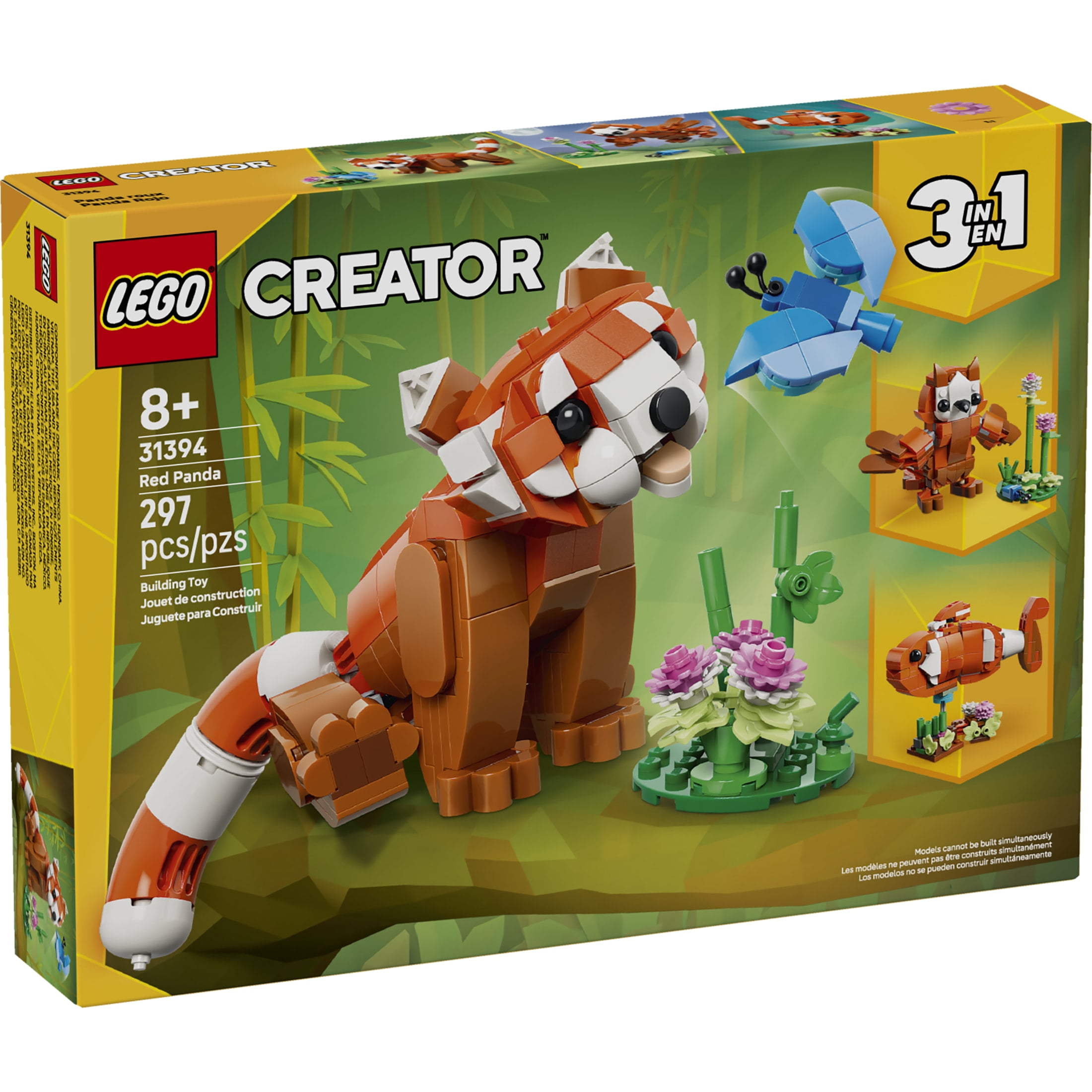 LEGO Creator 3 in 1 Cute Animals: Red Panda - Building Toy for Girls & Boys, Ages 8+ - 3 Building Options - Bookshelf or Bedroom Decor - Gift Idea for Kids - 31394