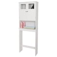 thumbnail image 3 of Hassch Freestanding 2-Door Cabinet over Toilet/Washer, 67" Tall Bathroom Space Saver with Adjustable Shelf & Open Storage, for Small Space, White, 3 of 10