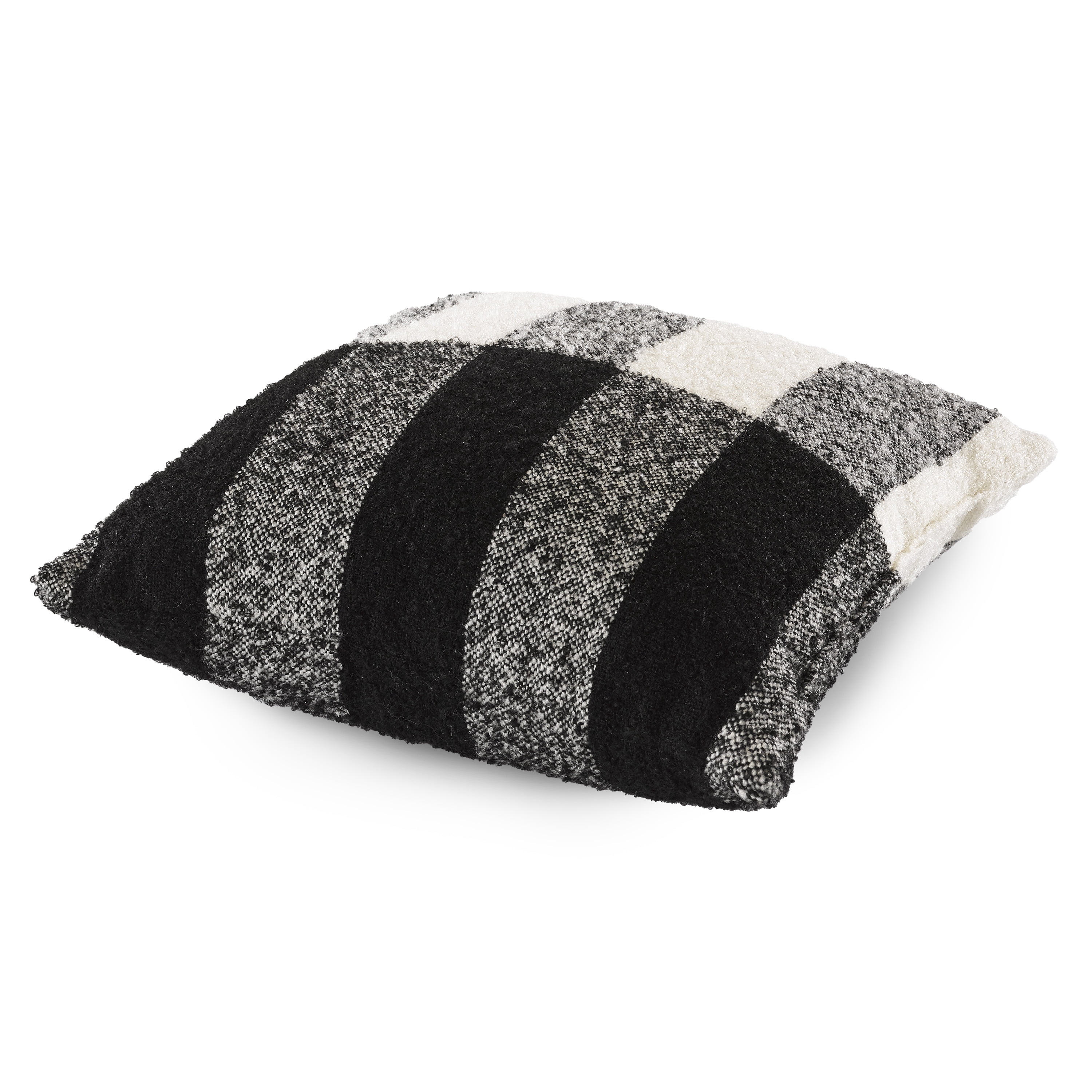 (2 pack) Mainstays 18"x18" Black and White Plaid Decorative Throw Pillow