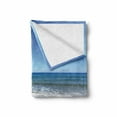 thumbnail image 2 of Wedding Soft Flannel Fleece Throw Blanket, Just Married Written on Sandy Beach Ocean Waves Romantic Photo Celebration, Cozy Plush for Indoor and Outdoor Use, 50" x 70", Blue Brown White, by Ambesonne, 2 of 6
