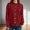 Red, variant on Womens Floral Jacquard Cardigan, Crew Neck Button Front Fall Winter Blue L