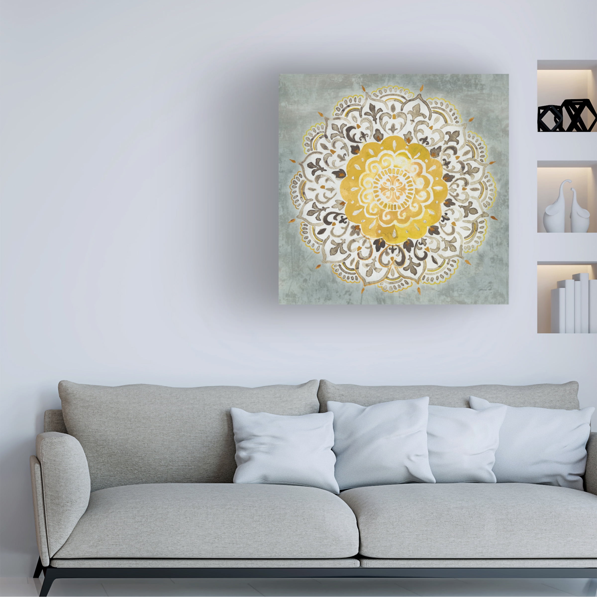 Trademark Fine Art 'Mandala Delight IV Yellow Grey' Canvas Art by Danhui Nai