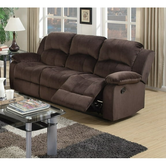 Comfortable Motion Sofa - Chocolate Padded Suede, Metal Reclining