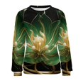 thumbnail image 7 of Abstract Flowers Women's Floral Printed Sweatshirt Long Sleeve Crewneck Casual Loose Vintage Graphic Pullover Tops, 7 of 7