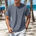 thumbnail image 4 of Linen Cotton Shirts for Men Short Sleeve Contrast Trim Crewneck T-Shirt Lightweight Breathable Tees Casual Summer Beach Vacation Shirt, 4 of 7
