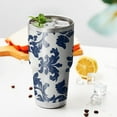 thumbnail image 3 of 30oz Blue and White Pioneer Flower Tumblers Stainless Steel Tumbler with Lid and Straw,Vacuum Insulated Double Wall Travel Tumbler Cups Mug with Cleaning Brush for Coffee,Tea, 3 of 7
