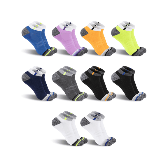 COOPLUS 10 Pairs Mens Ankle Socks Men 10 Pack Low Cut Comfort Cushion Casual Socks